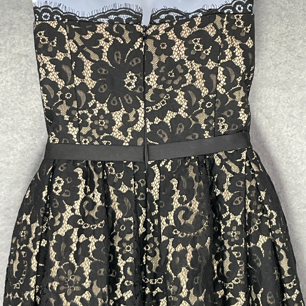 Robert Rodriguez Dress Womens 6 Black Lace Overlay Strapless Sash Waist Party - Picture 6 of 16